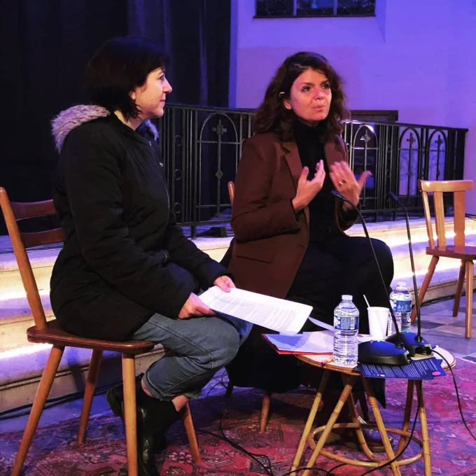 Photo Pleine Lune avec Maylis de Kerangal et Marianne Denicourt