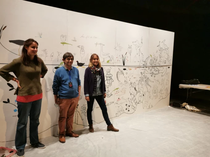 Réalisation d&#039;une fresque en live par Gilles Bachelet, Emilie Vast et Jeanne Macaigne FIB de reims