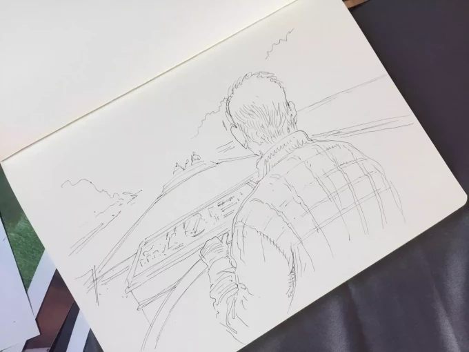 Croquis de Fran&ccedil;ois Schuiten en navigation
