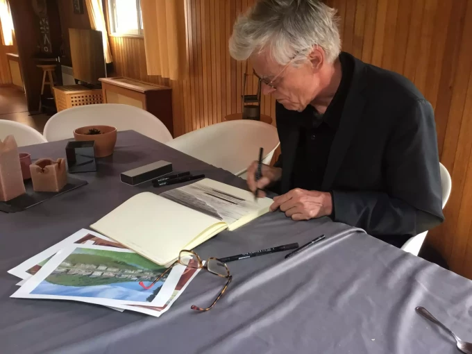 Croquis de Fran&ccedil;ois Schuiten en navigation