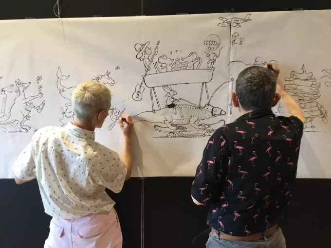 Clothilde Delacroix et Gilles Bachelet, battle dessin&eacute;e &agrave; Rethel